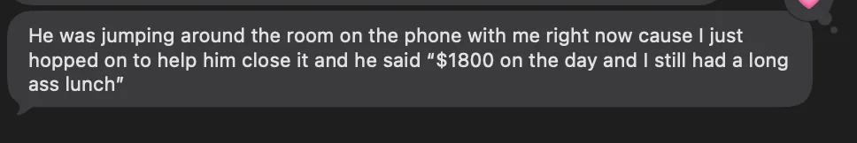 Member message after closing a deal